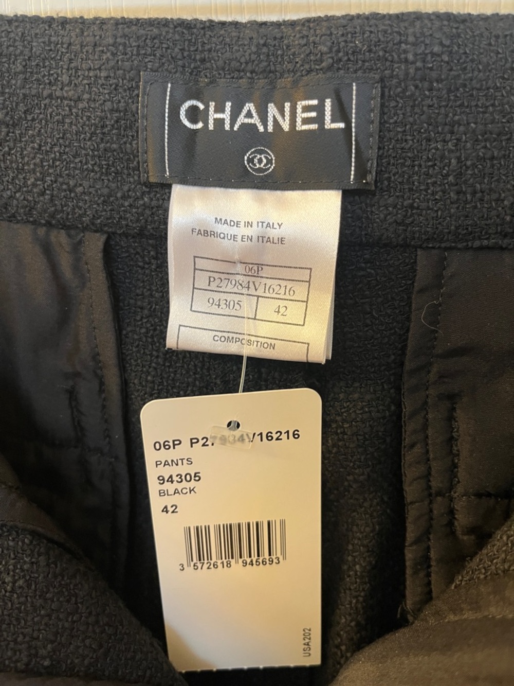 CHANEL Black Textured Tailored Trousers